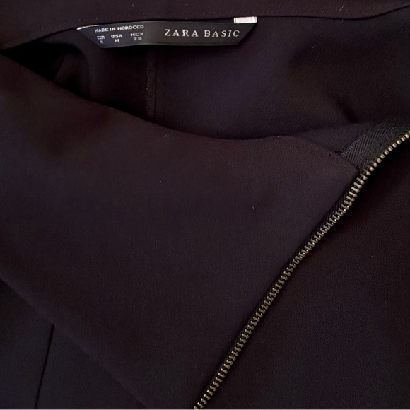 ZARA Exposed Gold Metal Zippers High Collar Boxy Silhouette Mini Dress - Picture 2 of 13